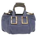 Chloe Etel Hand Bag Leather 2way Navy Gold Auth BA12262-3