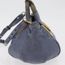 Chloe Etel Hand Bag Leather 2way Navy Gold Auth BA12262-4