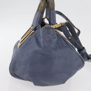 Chloe Etel Hand Bag Leather 2way Navy Gold Auth BA12262-5