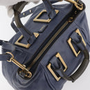 Chloe Etel Hand Bag Leather 2way Navy Gold Auth BA12262-6