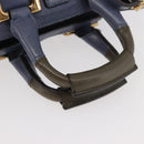 Chloe Etel Hand Bag Leather 2way Navy Gold Auth BA12262-7