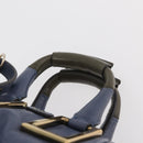Chloe Etel Hand Bag Leather 2way Navy Gold Auth BA12262-8