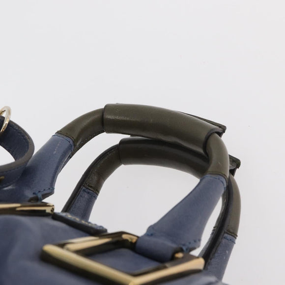 Chloe Etel Hand Bag Leather 2way Navy Gold Auth BA12262