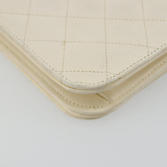 CHANEL Matelasse Chain Schoudertas Lamsleer Wit Goud CC Auth BA12264