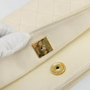 CHANEL Matelasse Chain Schoudertas Lamsleer Wit Goud CC Auth BA12264-10