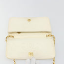 CHANEL Matelasse Chain Schoudertas Lamsleer Wit Goud CC Auth BA12264-18