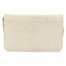 CHANEL Matelasse Chain Schoudertas Lamsleer Wit Goud CC Auth BA12264-2