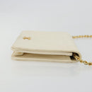 CHANEL Matelasse Chain Schoudertas Lamsleer Wit Goud CC Auth BA12264-3