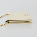 CHANEL Matelasse Chain Schoudertas Lamsleer Wit Goud CC Auth BA12264-4