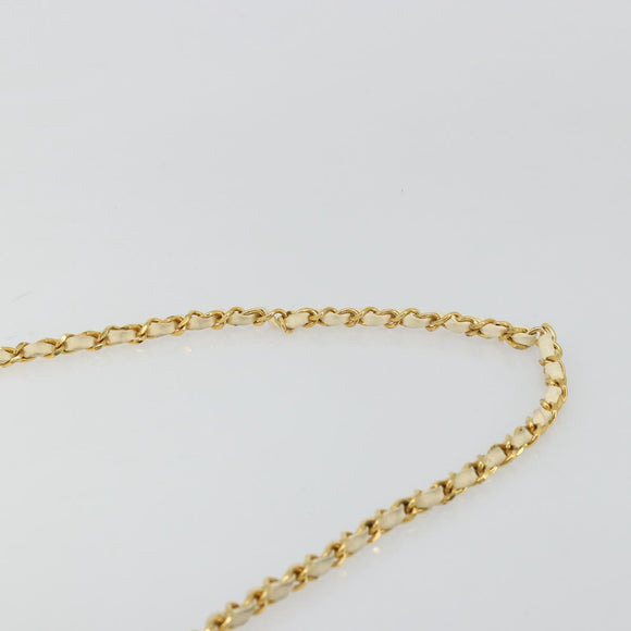 CHANEL Matelasse Chain Schoudertas Lamsleer Wit Goud CC Auth BA12264