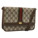 GUCCI GG Supreme Web Sherry Line Shoulder Bag PVC Beige Gold Auth BA12265-1