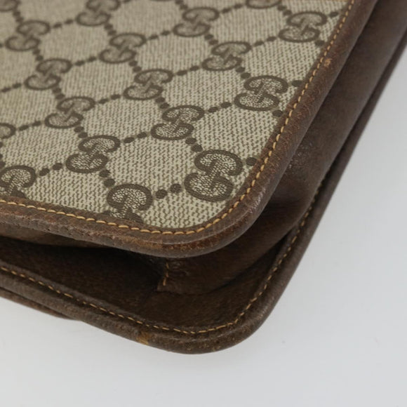 GUCCI GG Supreme Web Sherry Line Shoulder Bag PVC Beige Gold Auth BA12265