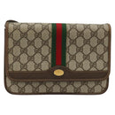 GUCCI GG Supreme Web Sherry Line Shoulder Bag PVC Beige Gold Auth BA12265-2