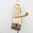 GUCCI GG Supreme Web Sherry Line Shoulder Bag PVC Beige Gold Auth BA12265-22