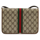 GUCCI GG Supreme Web Sherry Line Shoulder Bag PVC Beige Gold Auth BA12265-3