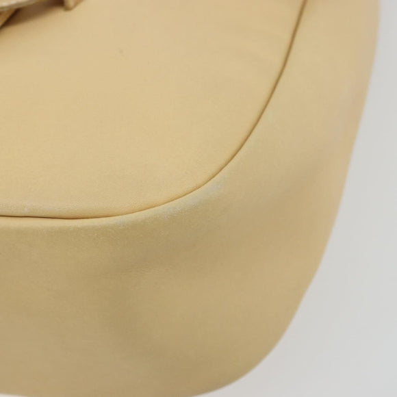 Salvatore Ferragamo Gancini Shoulder Bag Leather Ivory Silver Auth BA12266