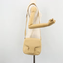 Salvatore Ferragamo Gancini Shoulder Bag Leather Ivory Silver Auth BA12266-22