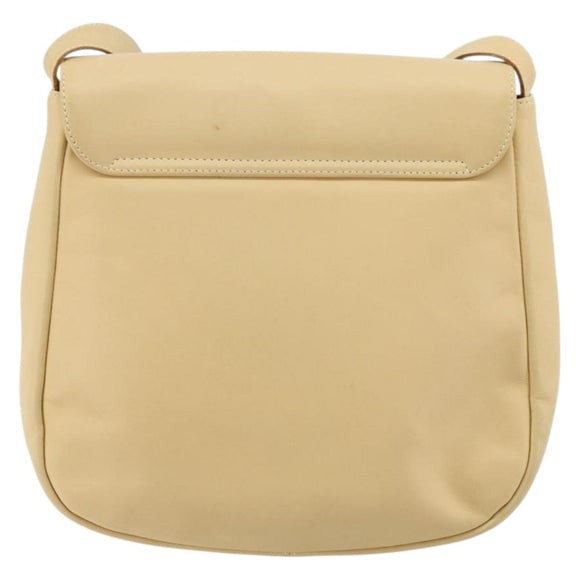 Salvatore Ferragamo Gancini Shoulder Bag Leather Ivory Silver Auth BA12266