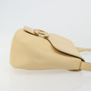 Salvatore Ferragamo Gancini Shoulder Bag Leather Ivory Silver Auth BA12266-3