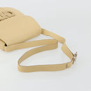 Salvatore Ferragamo Gancini Shoulder Bag Leather Ivory Silver Auth BA12266-7