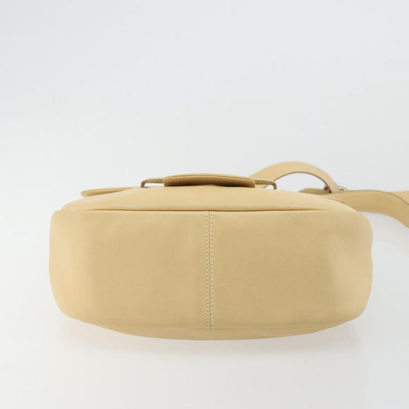 Salvatore Ferragamo Gancini Shoulder Bag Leather Ivory Silver Auth BA12266