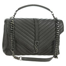 SAINT LAURENT Chain Shoulder Bag Leather Gray Silver Auth BA12267SAV-1