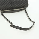 SAINT LAURENT Chain Shoulder Bag Leather Gray Silver Auth BA12267SAV-11