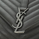 SAINT LAURENT Chain Shoulder Bag Leather Gray Silver Auth BA12267SAV-19