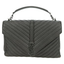 SAINT LAURENT Chain Shoulder Bag Leather Gray Silver Auth BA12267SAV-2