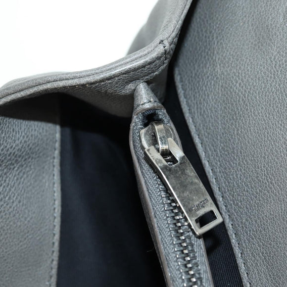 SAINT LAURENT Chain Shoulder Bag Leather Gray Silver Auth BA12267SAV