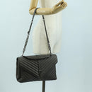 SAINT LAURENT Chain Shoulder Bag Leather Gray Silver Auth BA12267SAV-30