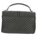 SAINT LAURENT Chain Shoulder Bag Leather Gray Silver Auth BA12267SAV-4