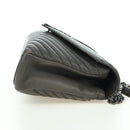SAINT LAURENT Chain Shoulder Bag Leather Gray Silver Auth BA12267SAV-7