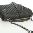 SAINT LAURENT Chain Shoulder Bag Leather Gray Silver Auth BA12267SAV-8