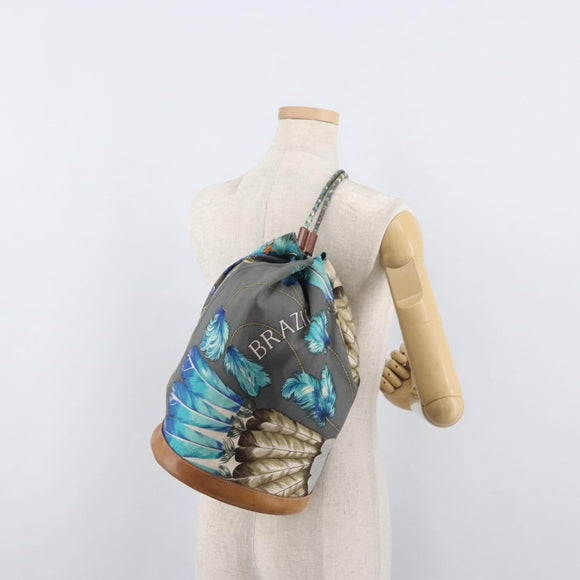 HERMES Sowa Cool 22 Shoulder Bag Silk Blue Silver Auth BA12268