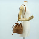 HERMES Market TPM Shoulder Bag Leather Brown Gold Auth BA12269SAM-23