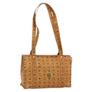 MCM Vicetos Logogram Tote Bag PVC Leather Brown Gold Auth BA12272-1