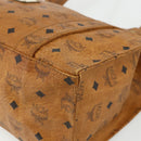 MCM Vicetos Logogram Tote Bag PVC Leather Brown Gold Auth BA12272-10