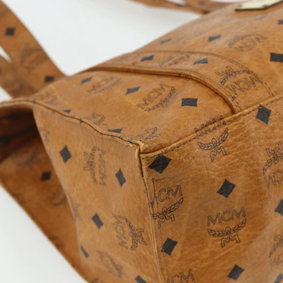 MCM Vicetos Logogram Tote Bag PVC Leather Brown Gold Auth BA12272