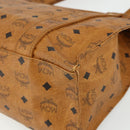MCM Vicetos Logogram Tote Bag PVC Leather Brown Gold Auth BA12272-12
