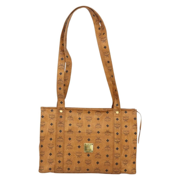 MCM Vicetos Logogram Tote Bag PVC Leather Brown Gold Auth BA12272
