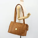 MCM Vicetos Logogram Tote Bag PVC Leather Brown Gold Auth BA12272-22