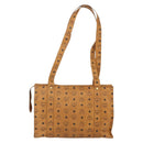 MCM Vicetos Logogram Tote Bag PVC Leather Brown Gold Auth BA12272-3