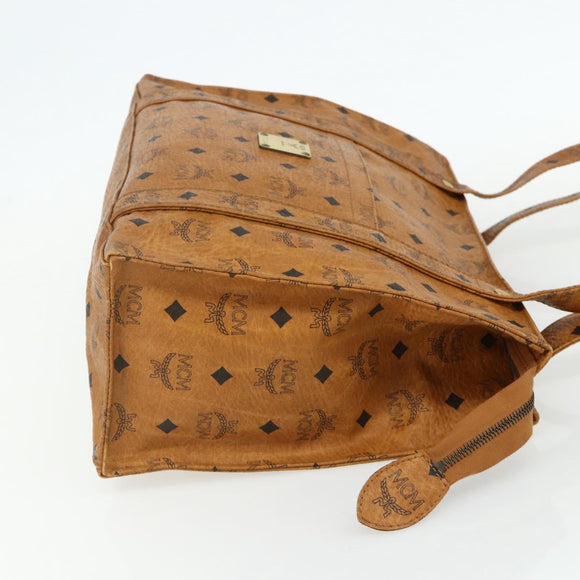 MCM Vicetos Logogram Tote Bag PVC Leather Brown Gold Auth BA12272