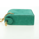 Christian Dior Ketten-Schultertasche Wildleder Grün Gold Auth BA12278V-3