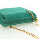 Christian Dior Ketten-Schultertasche Wildleder Grün Gold Auth BA12278V-6