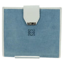 LOEWE Wallet Suede Light Blue Silver Auth BA12283V-13