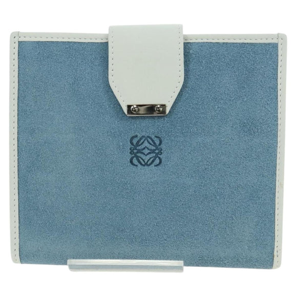 LOEWE Wallet Suede Light Blue Silver Auth BA12283V
