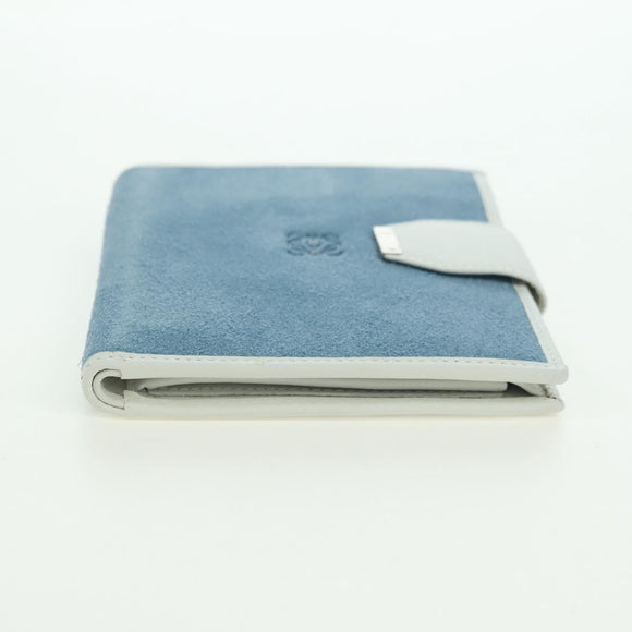 LOEWE Wallet Suede Light Blue Silver Auth BA12283V
