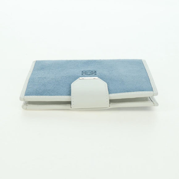 LOEWE Wallet Suede Light Blue Silver Auth BA12283V